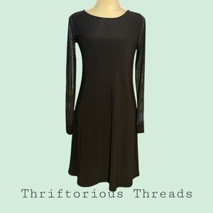 Elegant Black Dress with Sheer Sleeves